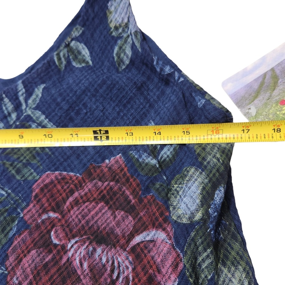 NWT Colette from La Maison One Size S/M/L Navy Floral Gauze Tiered Midi Dress - Picture 7 of 12